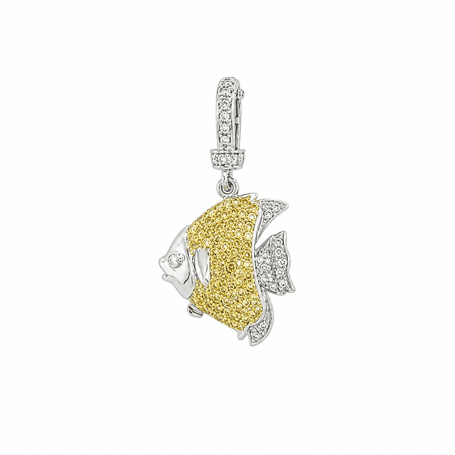 Yellow Sapphire Diamond Fish Charm