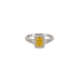 Yellow Sapphire Diamond Halo Ring-Yellow Sapphire Diamond Halo Ring - SRTIJ02455
