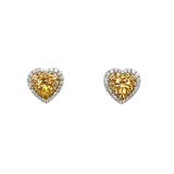 Yellow Sapphire Diamond Heart-shaped Earring Studs-Yellow Sapphire Diamond Heart - shaped Earring Studs - SETIJ00869