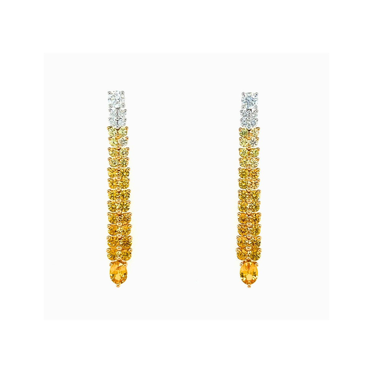 Yellow Sapphire Diamond Long Earrings - SETIJ00877