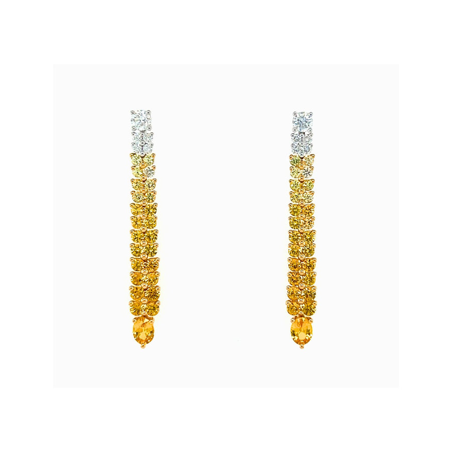 Yellow Sapphire Diamond Long Earrings - SETIJ00877