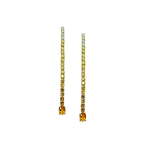 Yellow Sapphire Diamond Long Earrings-Yellow Sapphire Diamond Long Earrings - SETIJ00950