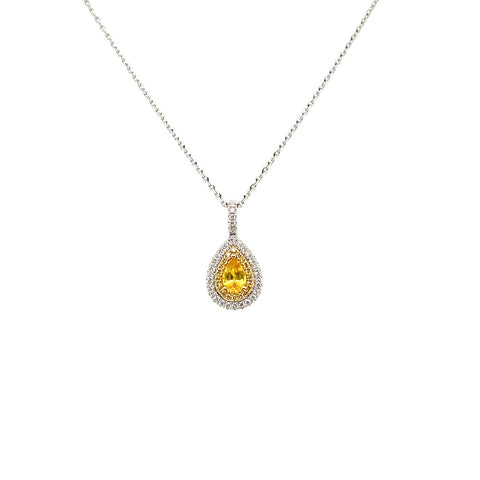 Yellow Sapphire Diamond Necklace-Yellow Sapphire Diamond Necklace - SNTIJ00612