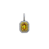 Yellow Sapphire Double Diamond Halo Pendant and Chain-Yellow Sapphire Double Diamond Halo Pendant and Chain - SNTIJ00695