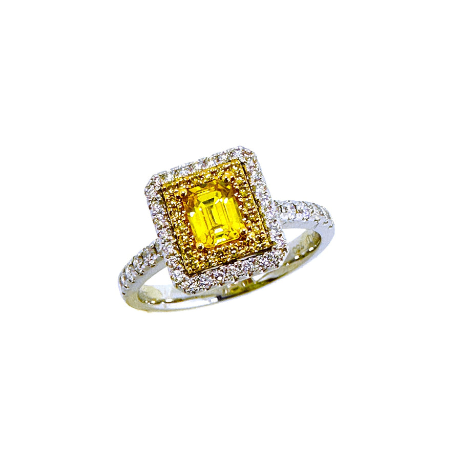Yellow Sapphire Double Diamond Halo Ring - SRTIJ02428
