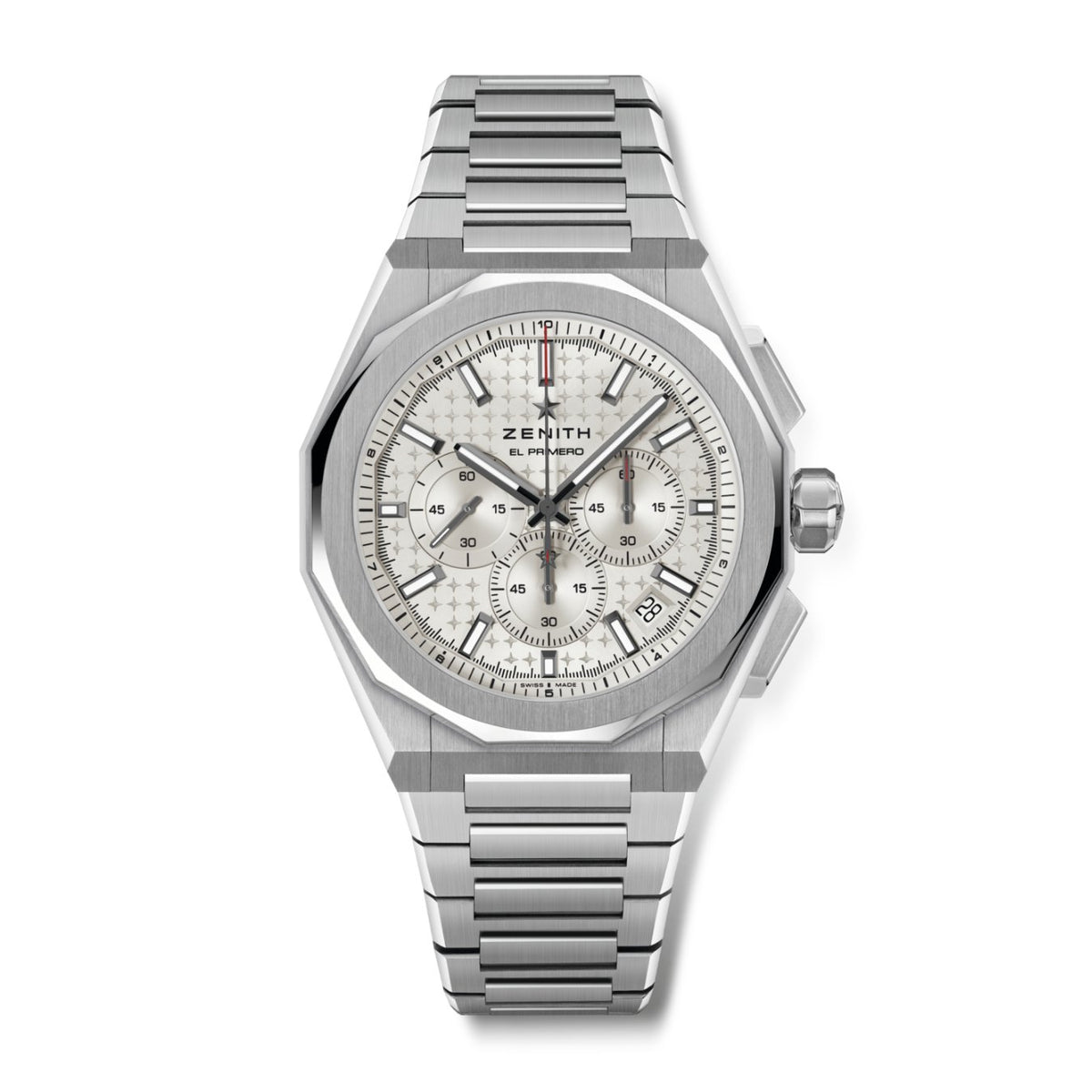 Zenith Defy Skyline Chrono - 03.9500.3600/01.I001 - Zenith Defy Skyline Chrono in a 42mm stainless steel case with silver dial on integrated stainless steel bracelet, featuring a chronograph function, date display and automatic movement with up to 60 hours of power reserve.
