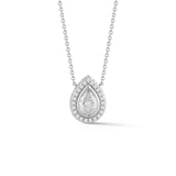 Diamond Necklace-18K White Gold Pear Halo Diamond Necklace -