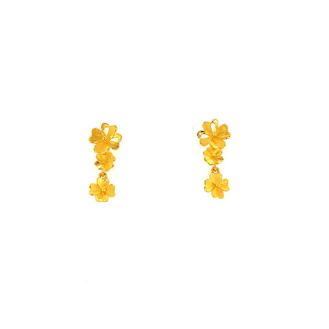 24K Gold Clover Stud Earrings - 02F10722116