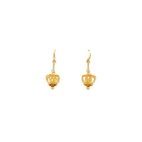 24K Gold Crown Dangling Earrings - 02F00899372