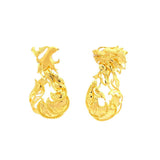 24K Gold Dragon and Phoenix Earrings -