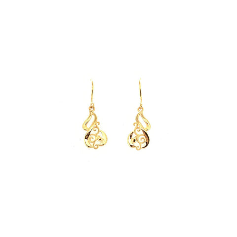 24K Gold Floral Dangling Earrings -