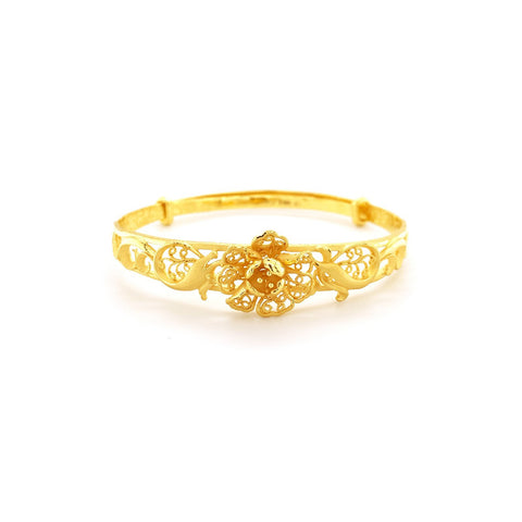 24K Gold Flower Bangle -