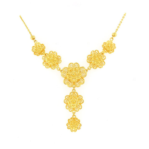 24K Gold Flower Pendant Necklace - 13F03427820