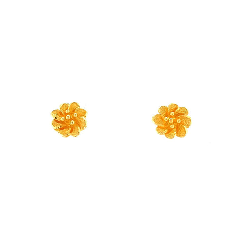 24K Gold Flower Stud Earrings - 02F00904980