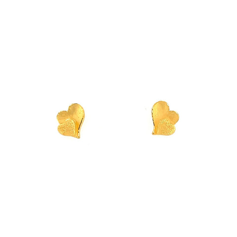 24K Gold Heart Stud Earrings - 02F00905259