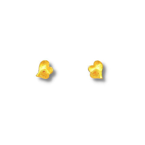 24K Gold Heart Stud Earrings - 02F0094770
