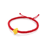 24K Gold Knot Red Cord Bracelet - CM22414-R