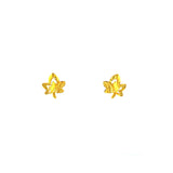 24K Gold Maple Leave Stud Earrings-24K Gold Maple Leave Stud Earrings - CM205141-F