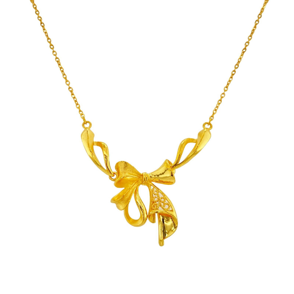 24K Gold Ribbon Motif Necklace -