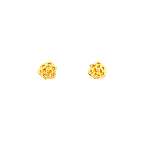 24K Gold Rose Motif Stud Earrings - 02F10704918