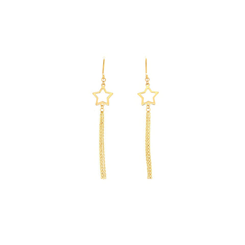 24K Gold Star Tassel Earrings - 02F00900090