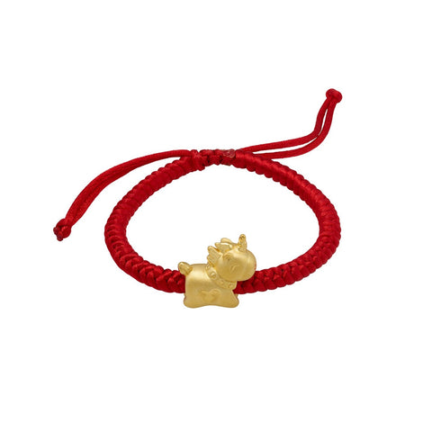 24K Gold Unicorn with Red Cord Bracelet - CM20453-R