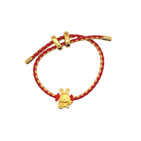 24K Gold Year of the Rabbit Red Cord Bracelet - CM31012-R