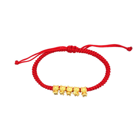 24K Gold Year of the Tiger Red Cord Bracelet - CM28758-R