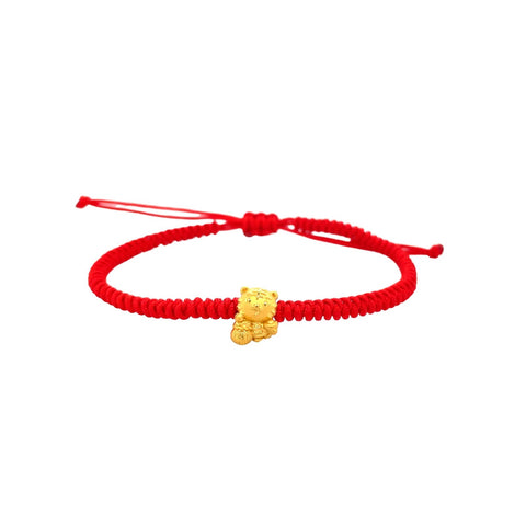 24K Gold Year of the Tiger with Red Cord Bracelet - CM29057-R