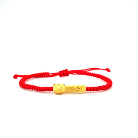 24K Gold Year of the Tiger with Red Cord Bracelet - CM29573-R