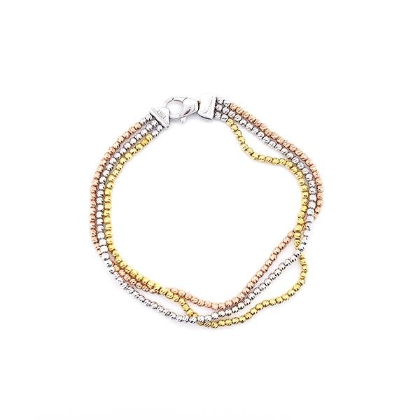 3 Row Three Tone Gold Bracelet -