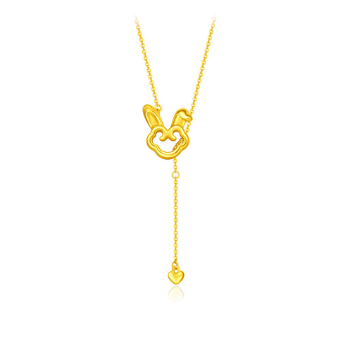 24K Gold Year of the Rabbit Lariat Necklace