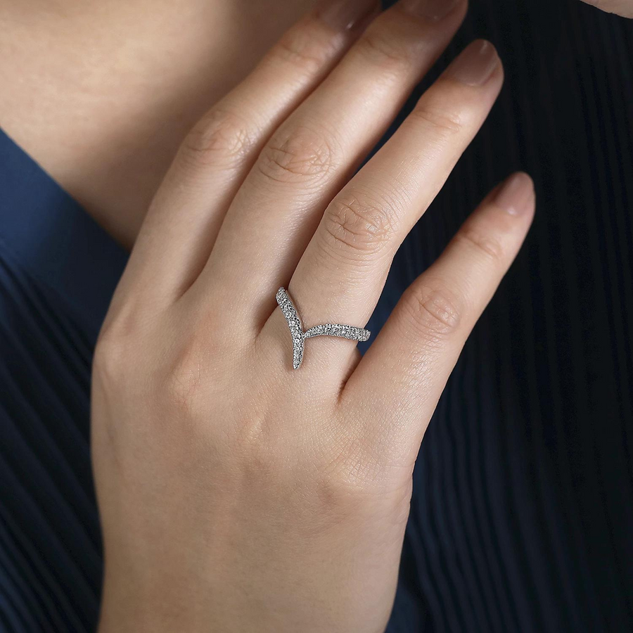 Gabriel & Co. V Shaped Bypass Diamond Ring