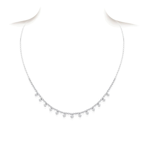 A Link 18K White Gold Diamond Necklace-A Link 18K White Gold Diamond Necklace -