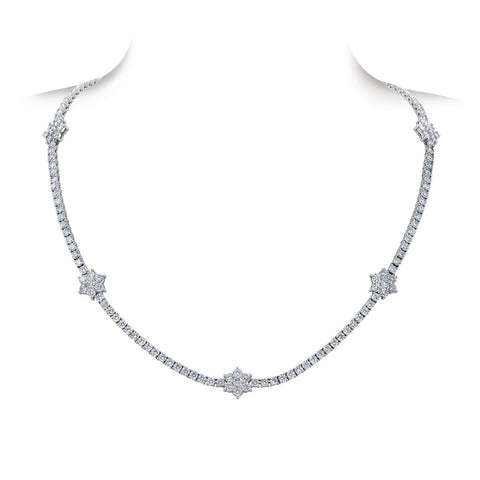 A Link 18K White Gold Diamond Necklace-A Link 18K White Gold Diamond Necklace -