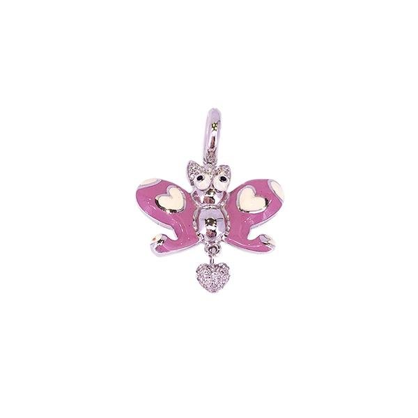 Aaron Basha 18K White Gold Butterfly Pendant -