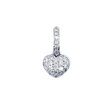 Aaron Basha 18K White Gold Diamond Heart Pendant - HC500A