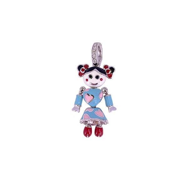 Aaron Basha 18K White Gold Doll Pendant -