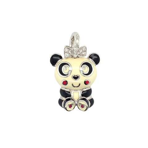 Aaron Basha 18K White Gold Panda Diamond Pendant-Aaron Basha 18K White Gold Panda Diamond Pendant -