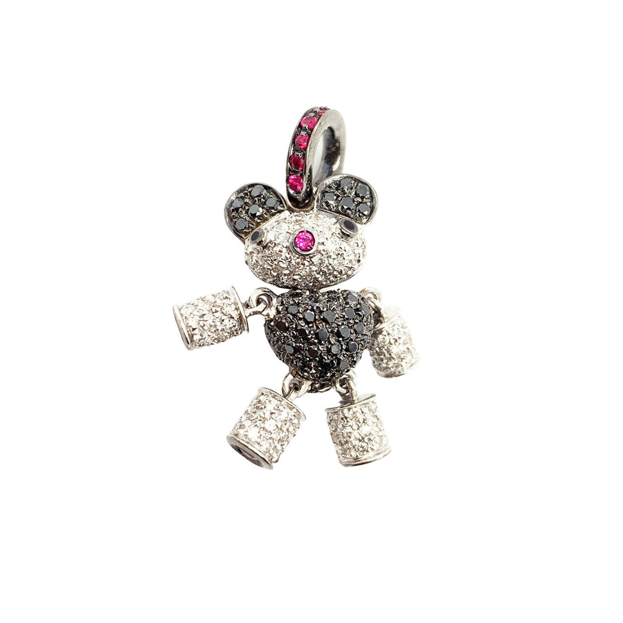 Aaron Basha 18K White Gold Ruby and Diamond Pendant -