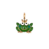 Aaron Basha 18K Yellow Gold Frog with Crown Diamond Pendant-Aaron Basha 18K Yellow Gold Frog with Crown Diamond Pendant -