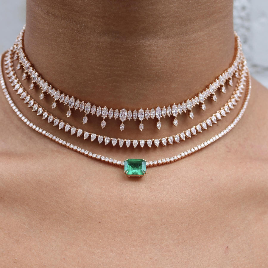 Anita Ko Atlas Diamond Choker - AKATC-RG - 18k rose gold marquis diamond atlas choker. Approximately 13.42 carat weight diamonds. 15.5 inches in length, adjustable to 13.5 inches.