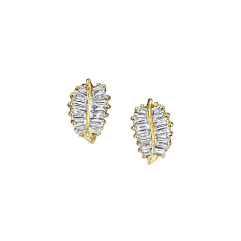 Anita Ko Small Palm Leaf Stud Earrings - AKPLE-10-YG