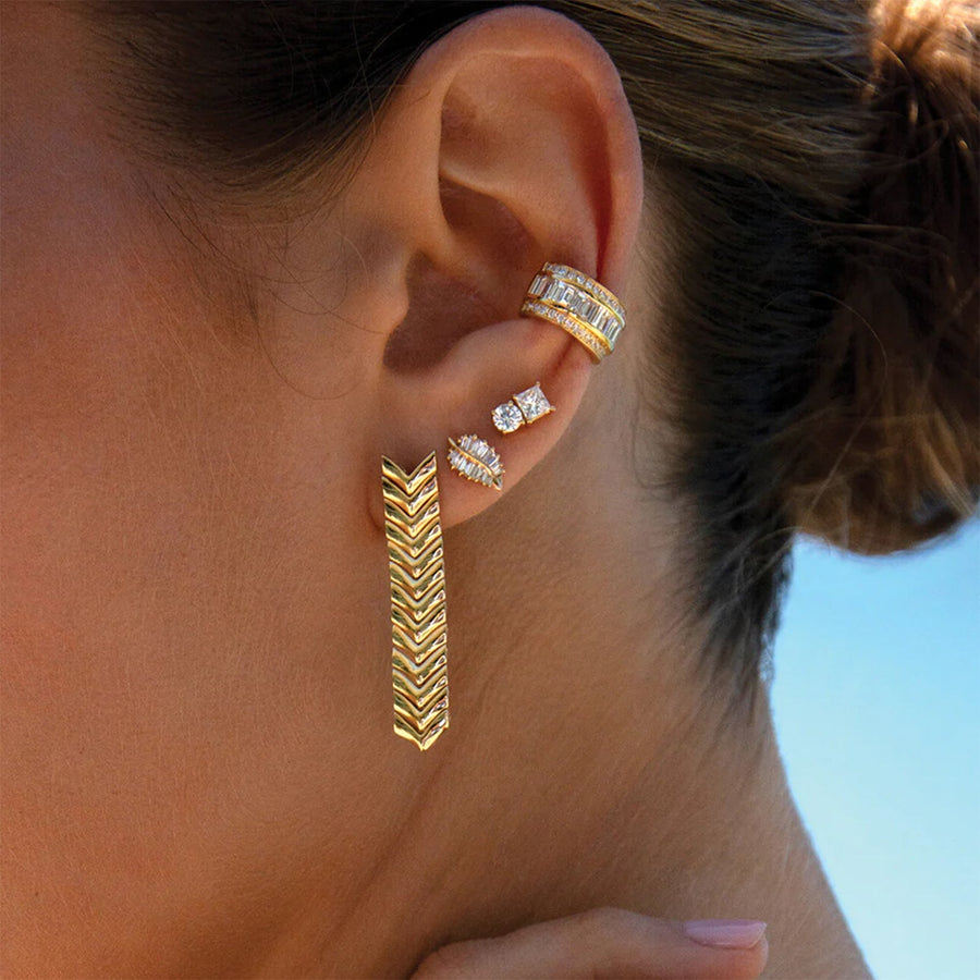 Anita Ko Small Palm Leaf Stud Earrings - AKPLE-10-YG