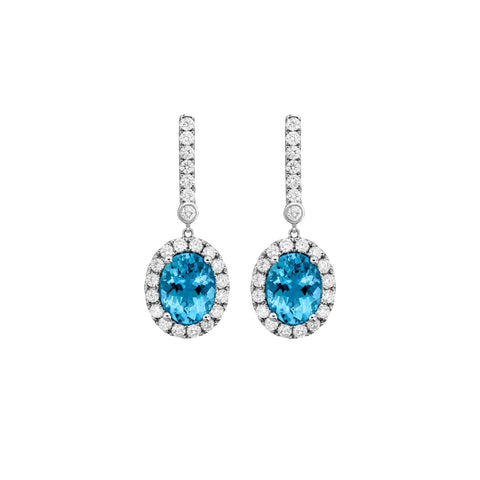 Aquamarine Diamond Earrings-Aquamarine Diamond Earrings - E28409-AQ