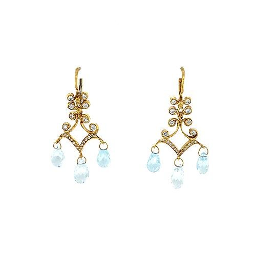 Aquamarine Diamond Earrings-Aquamarine Diamond Earrings -