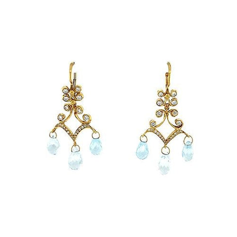 Aquamarine Diamond Earrings -