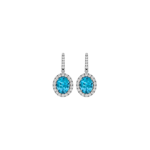 Aquamarine Diamond Earrings-Aquamarine Diamond Earrings -