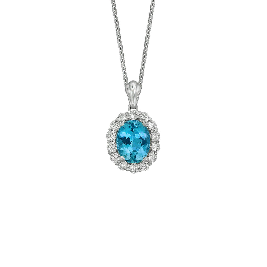 Aquamarine Diamond Necklace -