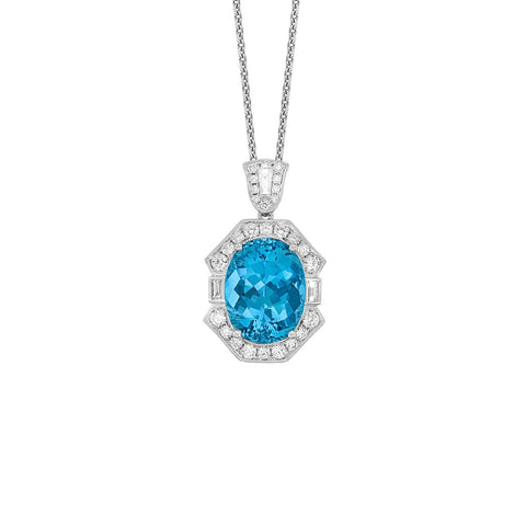 Aquamarine Diamond Necklace-Aquamarine Diamond Necklace -